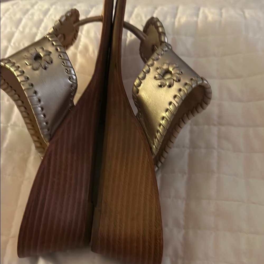 Jack Rogers Gold Sandals with Whipstitched Design - Picture 5 of 6